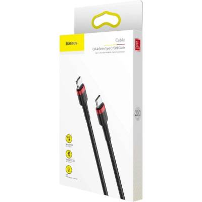 Baseus Кабел за данни и зареждане Baseus, Cafule CATKLF-C91, USB към USB Type-C, Quick Charge, 2 м, Черен/Червен (CATKLF-H91) (CATKLF-H91)