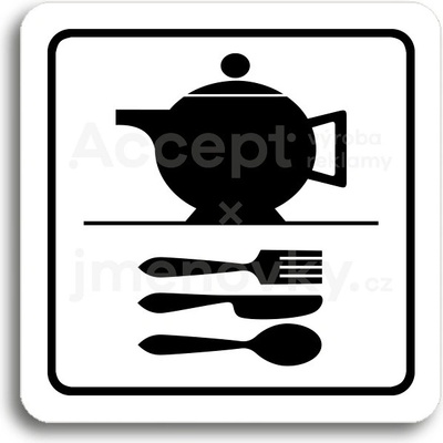 ACCEPT Piktogram kuchyňka - bílá tabulka - černý tisk