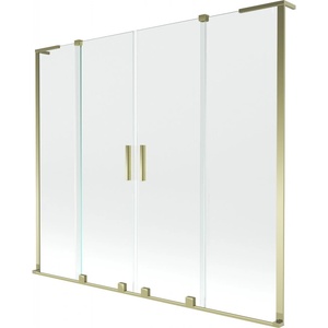 Mexen Velar L Duo душ параван, двукрила плъзгаща се, 200 x 150 cm, прозрачен, златен - 896-200-003-02-50 (896-200-003-02-50)