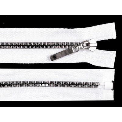 Stoklasa Kostěný zip No 5 délka 50 cm čtvercové zuby Balení: 1 ks, Varianta: bílá stříbrná bílá stříbrná