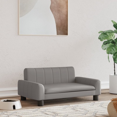 vidaXL Кучешко легло, сиво, 70x45x30 см, изкуствена кожа (171866)