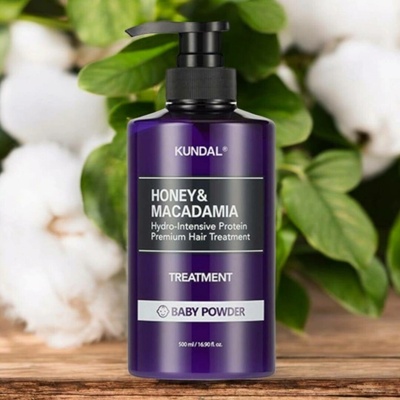 KUNDAL Honey & Macadamia Treatment kůra na vlasy Baby Powder 500 ml
