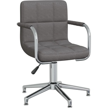 vidaXL Въртящ се трапезен стол, тъмносив, текстил (3088063)