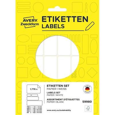 Avery Zweckform 59980 Sada etiket na ruční popis 5 rozměrů 1 776 ks bílé
