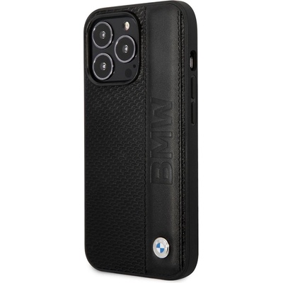 BMW Signature Leather Big Logo Hard Case - кожен кейс (естествена кожа) за iPhone 14 Pro Max (черен)