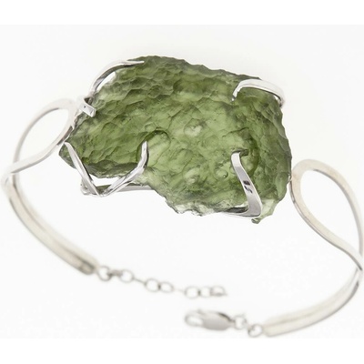 My Moldavite Stříbrný náramek s přírodním vltavínem 8656 17 cm