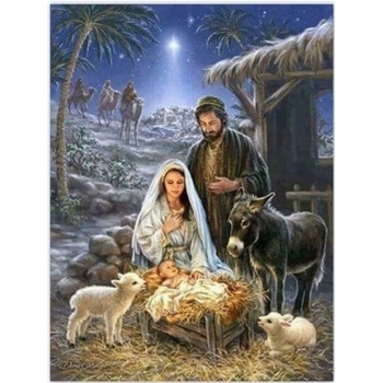 Norimpex - Puzzle Diamant painting: Jesus in the manger 30x40cm - 1 - 39 piese
