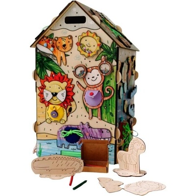 eliNeli Activity board domeček Zvířátka ze ZOO