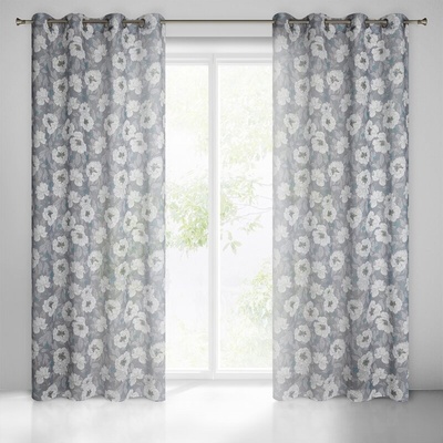 Takoy Závěs FABIA z etamínu v eko stylu s květinovým potiskem, poloprůhledný-HF-386933 | 140 x 250 cm