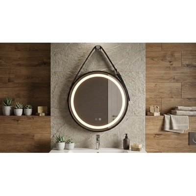 Кръгло LED огледало Strap с кожен колан (Ø600) | Цена (LW-LC-719)