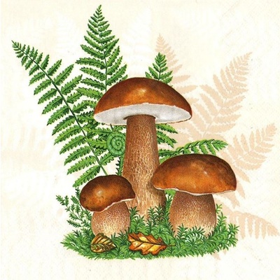 Ubrousky na dekupáž Boletus with Leaves of Fern – Zboží Dáma