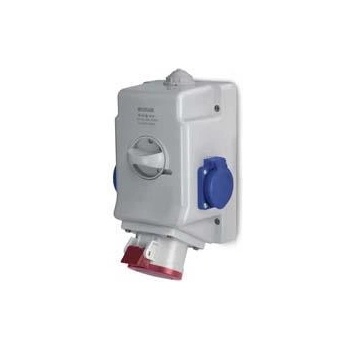 SCAME Промишлен комбиниран контакт 3P+N+Е 16A+2х шуко и ключ 0/I IP54 серия Optima Combi - 513.1657-2DNS (513.1657-2DNS)