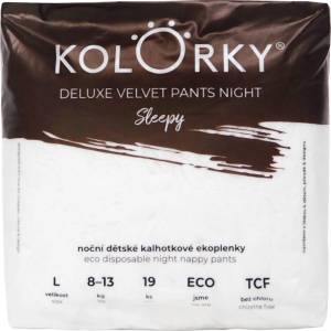 Kolorky Deluxe Velvet Pants Night Sleepy еднократни пелени гащички за нощ L 8-13 kg 19 бр