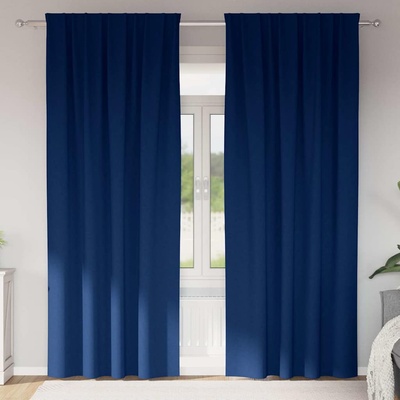 vidaXL Завеси за затъмняване с пръстени 2 pcs Тъмен син 245 x 140 см (4107476)