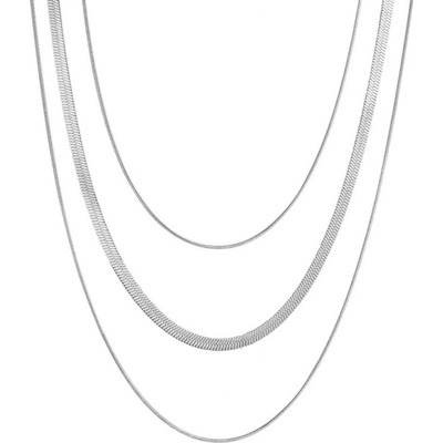 Victoria Filippi Stainless Steel Trojitý ocelový náhrdelník chirurgická ocel NH1349/98 Stříbrná