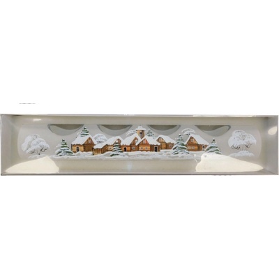 Ornex Vianočná ozdoba sklenený valec s dedinou modrý 38 x 6 cm