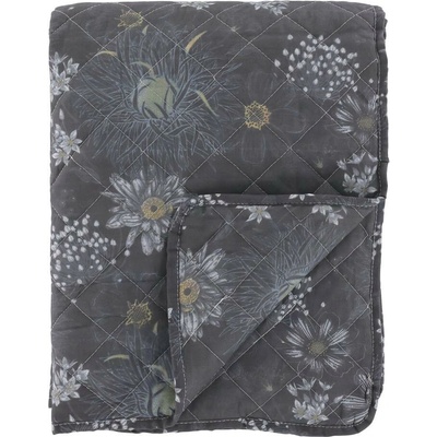 Chic Antique Tmavosivý prehoz s kvetinami Aix Vintage Quilt 130 x 180 cm