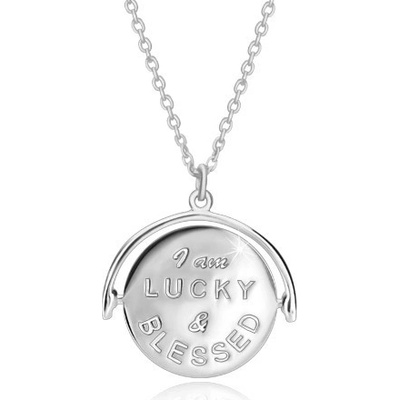Šperky eshop Stříbrný otáčecí přívěsek s nápisem I am LUCKY & BLESSED to HAVE U R30.12