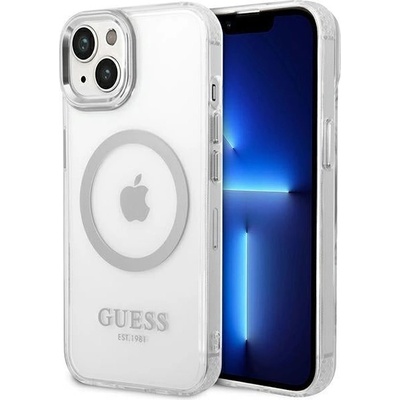 GUESS Кейс Guess GUHMP14SHTRMS за iPhone 14 6.1", сребрист / сребрист, твърд, Metal Outline Magsafe (GUE002418-0)
