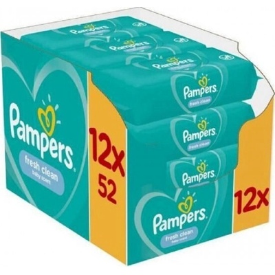 PAMPERS Мокри кърпички 12 пакета x 52, 624 броя, Pampers Fresh Clean Baby Wipes Scent 624 pcs (12x52 pcs)