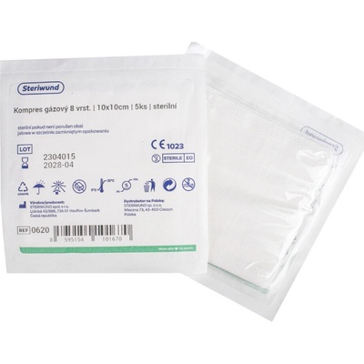Steriwund gáza hydrofilní kompresy sterilní 10 x 10cm 5 ks