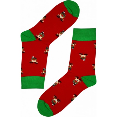 Pánske vianočné ponožky Sob Rudolf červená