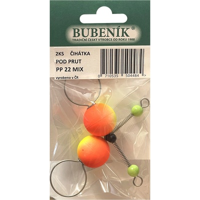 Bubeník číhátko pod prut 22mm 2ks barva žlutá červená