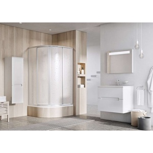 RAVAK Supernova - Четириделна душ кабина с четвърткръгла форма SKCP4-90 Sabina, 88-90 см, сатен/Pearl 31177VU0011 (31177VU0011)