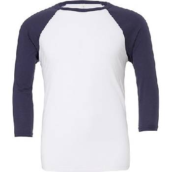 Bella+Canvas Baseballové triko se 3/4 kontrastními rukávy modrá námořní CV3200 bílá