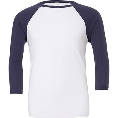 Bella+Canvas Baseballové triko se 3/4 kontrastními rukávy modrá námořní CV3200 bílá
