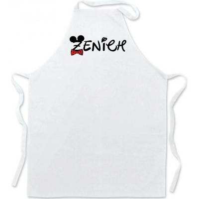 Povidlo.cz Zástěra Mouse Motýlek Ženich Bílá
