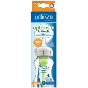 Dr Brown's options Wide neck anti colic plastová růžová so silikón cumľom level 1 1 ks 270ml