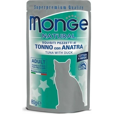 MONGE NATURAL pre dospelé mačky tuniak s kačicou v želé 80 g