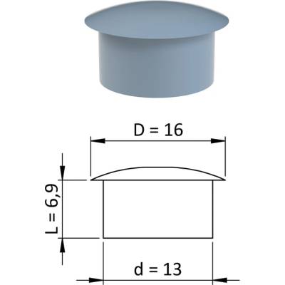 Vnútorná krytka guľatá ø 16 mm, otvor ø 13 mm, sivá, plast