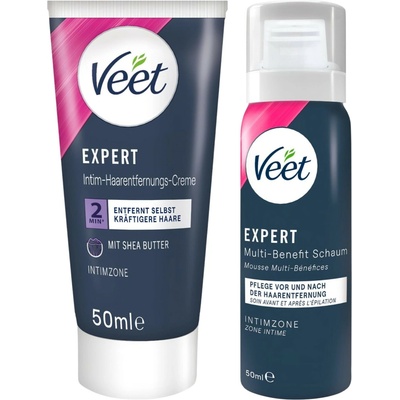 Veet intimní depilační krém a hydratační pěna pro ženy 2 x 50 ml