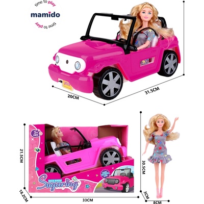 Mamido Panenka s autíčkem růžová, blondýna MT1248