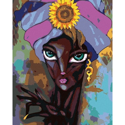 zuty Malování Podle Čísel Africká Žena Se Slunečnicí 80 x 100 Cm Plátno