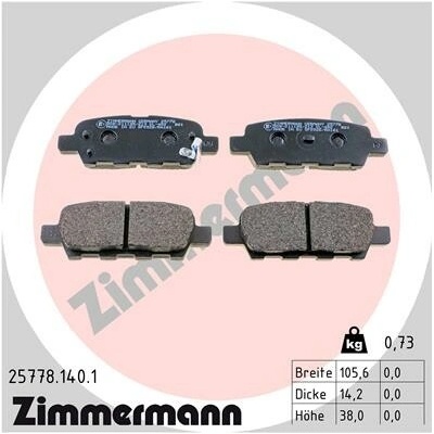 Sada brzdových destiček, vždy 4 kusy v sadě ZIMMERMANN 25778.140.1 (257781401)