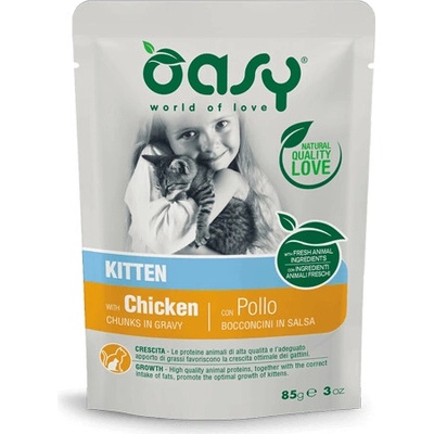 Oasy Cat Chunks in Gravy Kitten Kuracie mäso 85 g