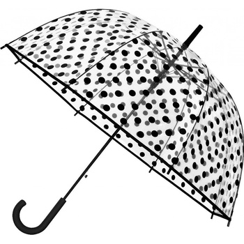 Falconetti puntíky deštník dámský holový průhledný černý