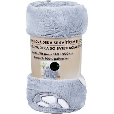 Vesna Deka mikroflanel šedá FOTBAL se svítícím efektem 140x200