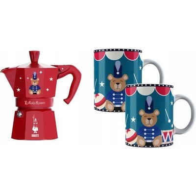 BIALETTI SADA KÁVOVAR JOYFUL CHRISTMAS MOKA EXPRESS 6 šálků + 2 HRNÍČKY 300 ml