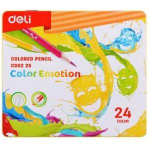  Цветни моливи Deli Color Emotion 24цв. метална кутия 00225