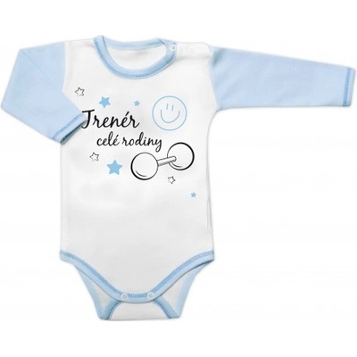 Baby Nellys Body dlouhý rukáv s vtipným textem Trenér celé rodiny