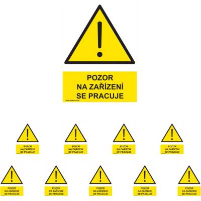Walteco Pozor na zařízení se pracuje 210x297mm, formát A4, plastová tabulka Množství: 10 ks , 20014BP2