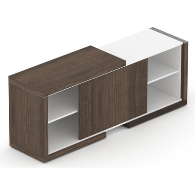 Nábytek Designový cz DLKB170 - Komoda SOLID pro manažerský opěrný stůl, s posuvnými dveřmi, 170cm, jilm royal/bílá