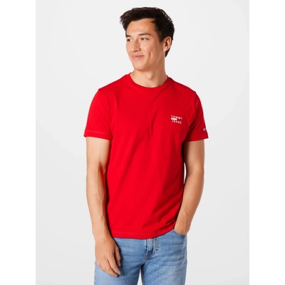 Tommy Jeans pánské červené tričko CHEST LOGO