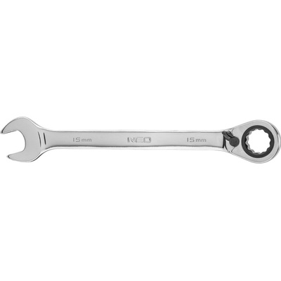 NEO Tools Plochý-očkový kľúč s račňou 15 mm 09-327