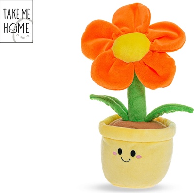 Mikro trading Take Me Home - Kvetina plyšová v kvetináči - 30 cm - oranžová