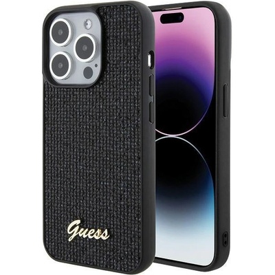 GUESS Кейс Guess Disco Metal Script за iPhone 15 Pro, черен (3666339173456)